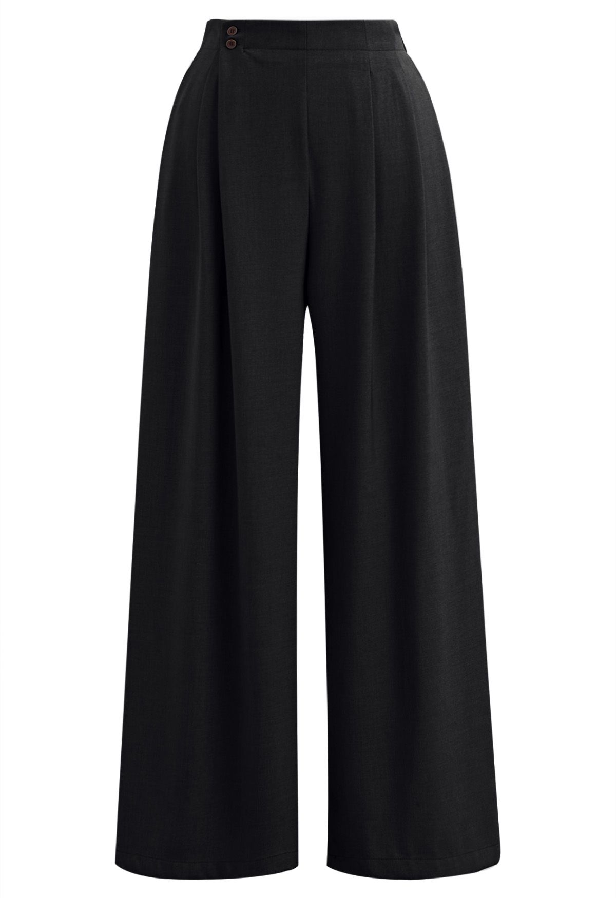 Effortless Polished Buttoned Pleats Palazzo Pants in Black