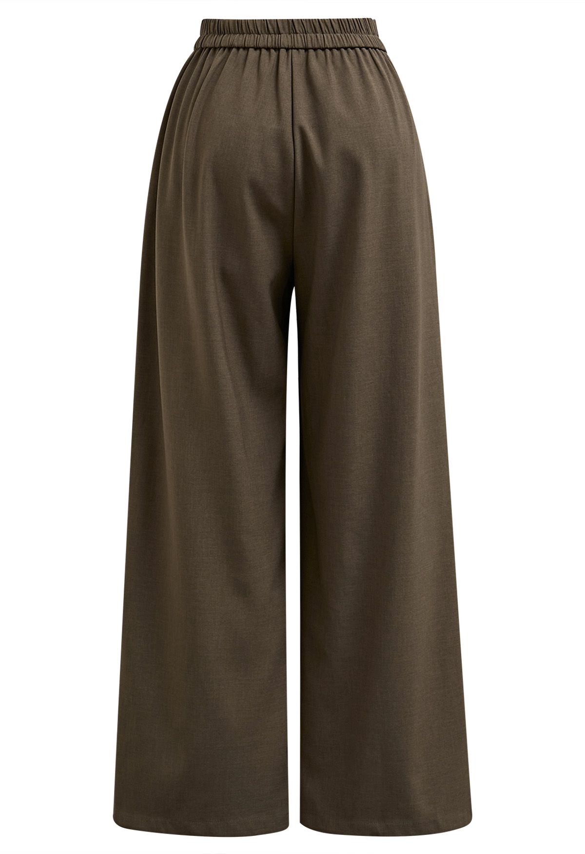 Effortless Polished Buttoned Pleats Palazzo Pants in Brown