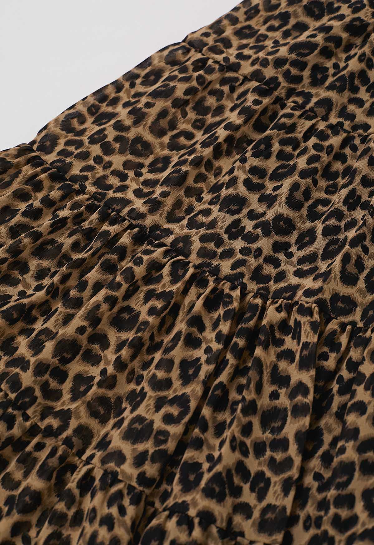 Wild Side Animal Print Chiffon Midi Skirt