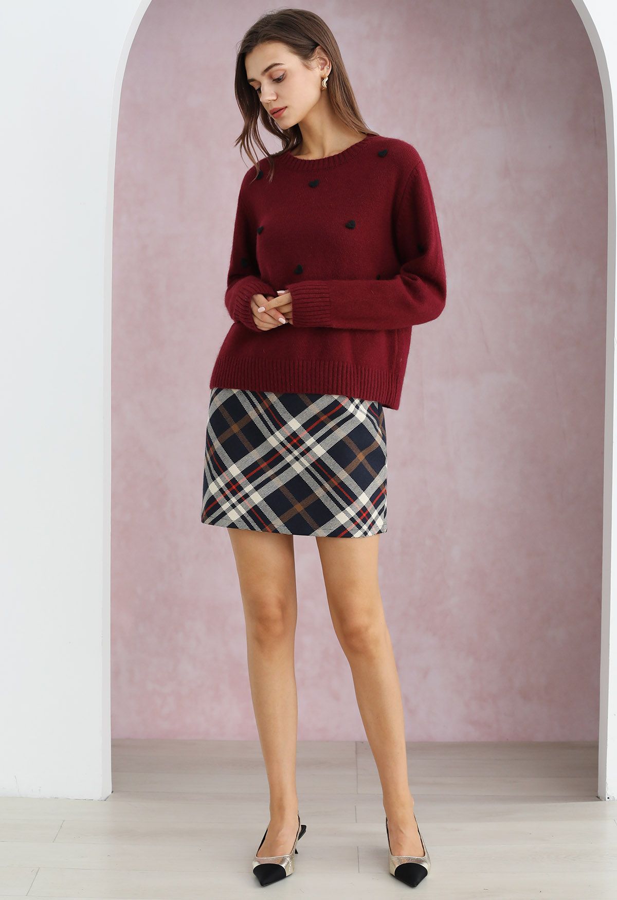 Trendy Plaid Mini Bud Skirt