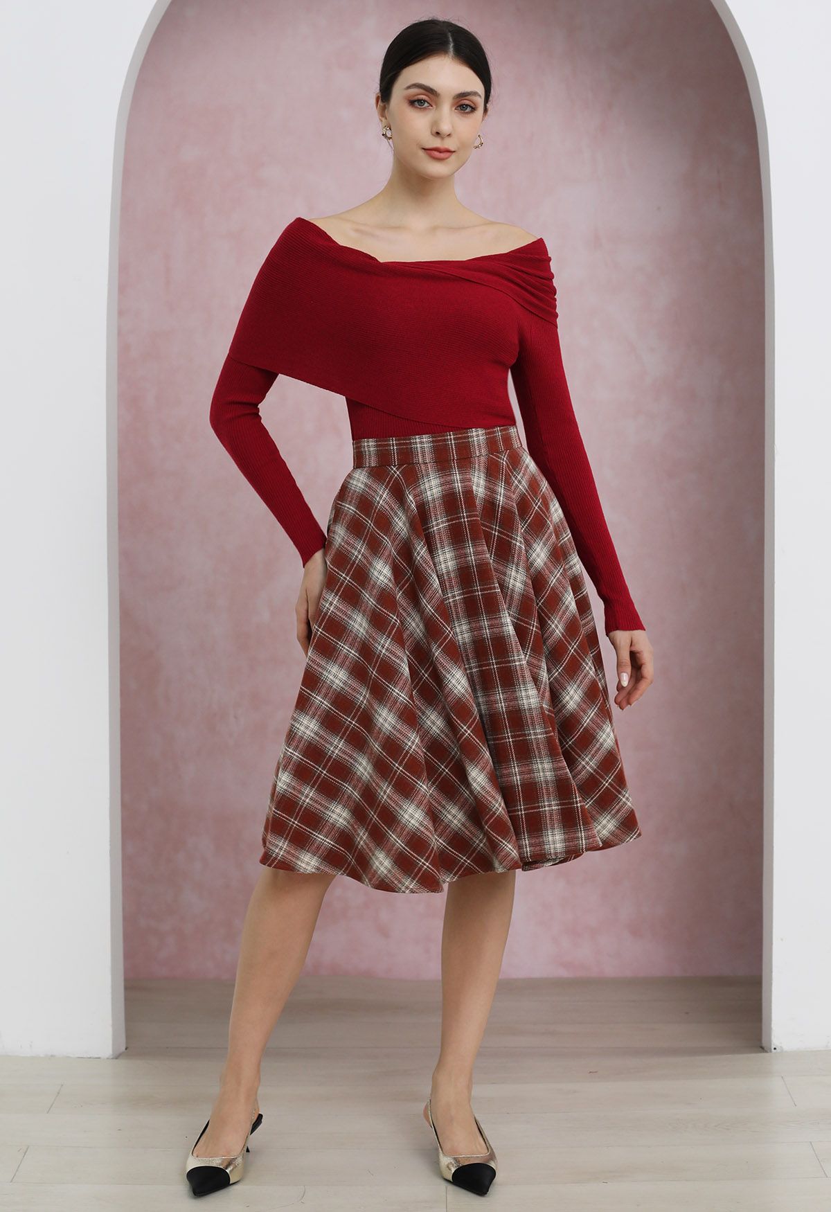 Timeless Tales Plaid Flare Skirt