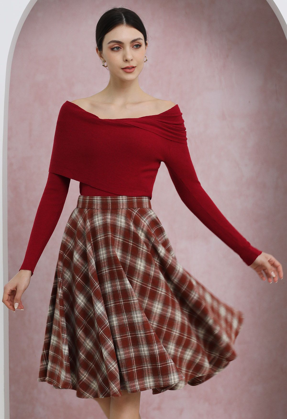 Timeless Tales Plaid Flare Skirt