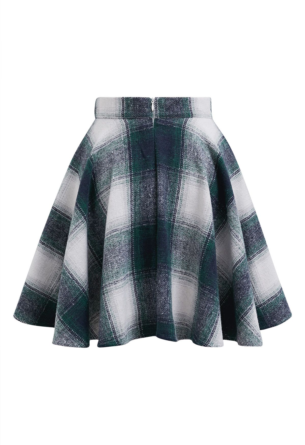 Warm Wishes Plaid Flare Mini Skirt in Dark Green