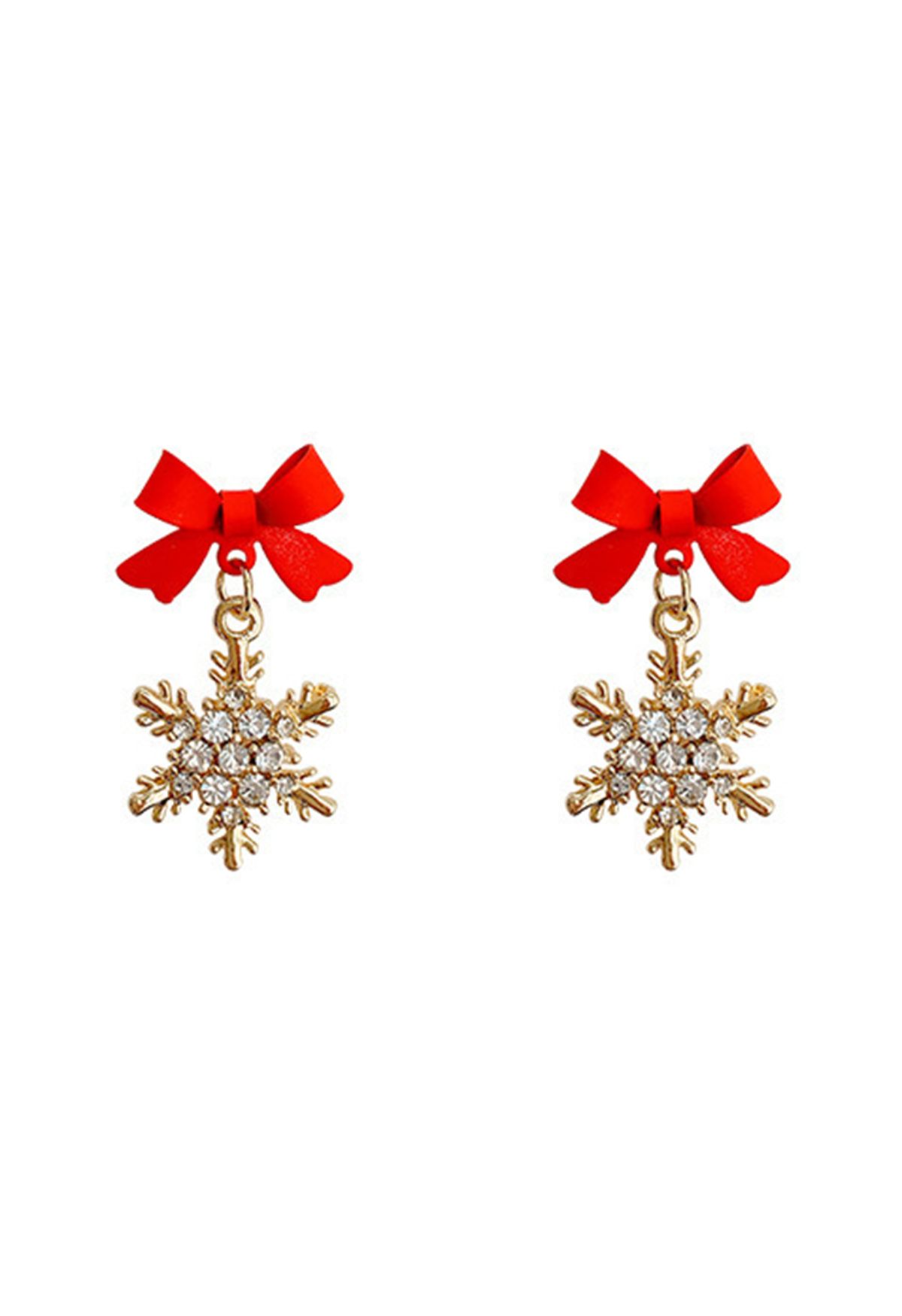 Festive Bowknot Snowflake Earrings