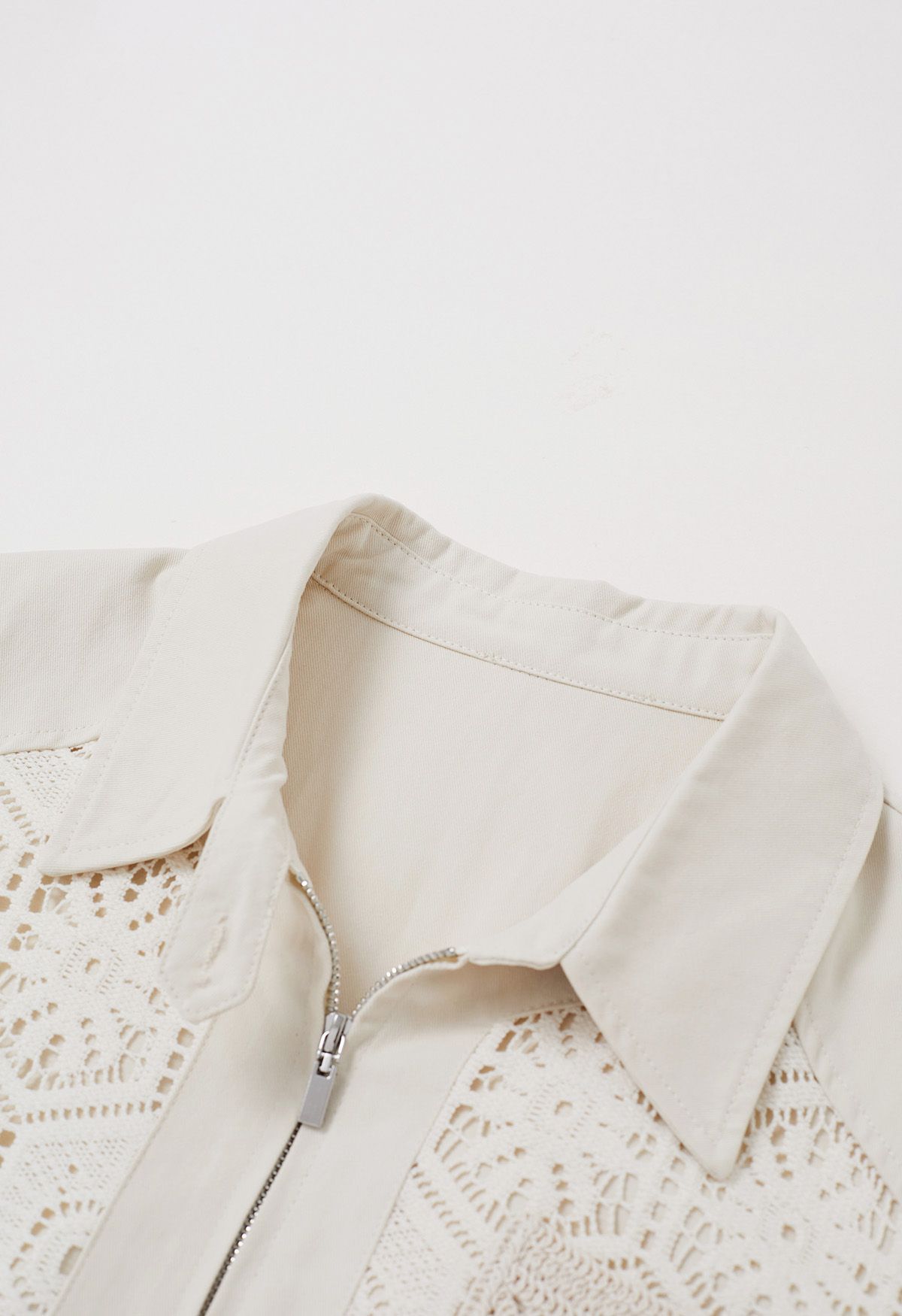 Zip Up Floral Cutwork Crochet Jacket