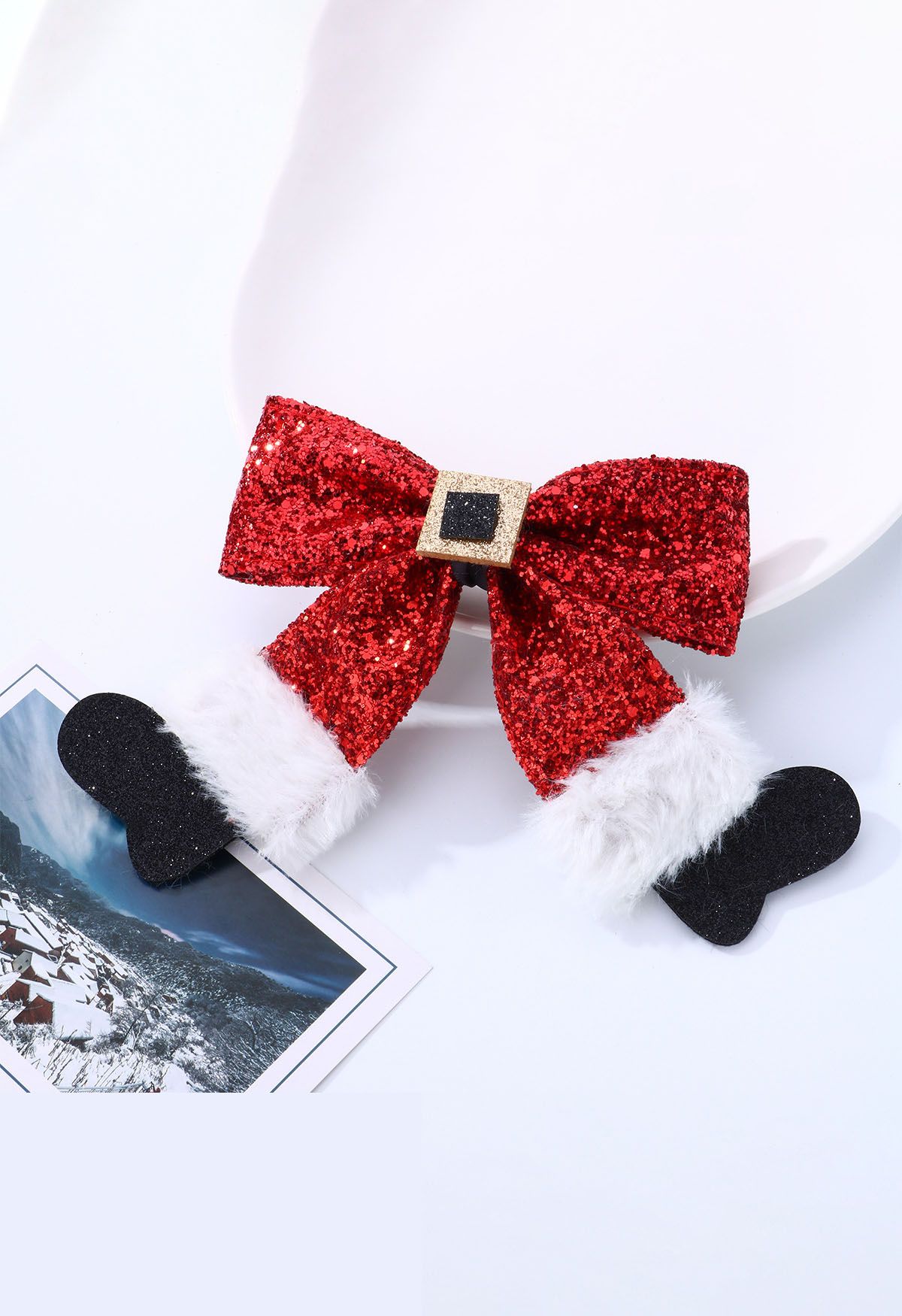 Sequin Christmas Stocking Bowknot Hair Clip