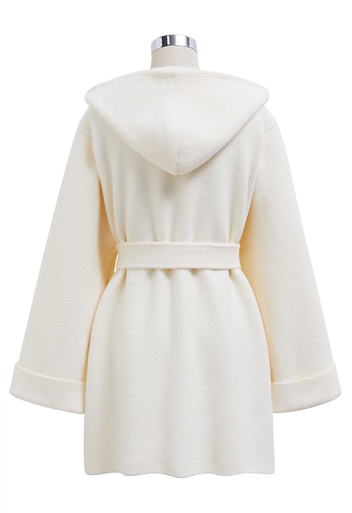 Tender Touch Belted Hooded Knit Coat in Ivory