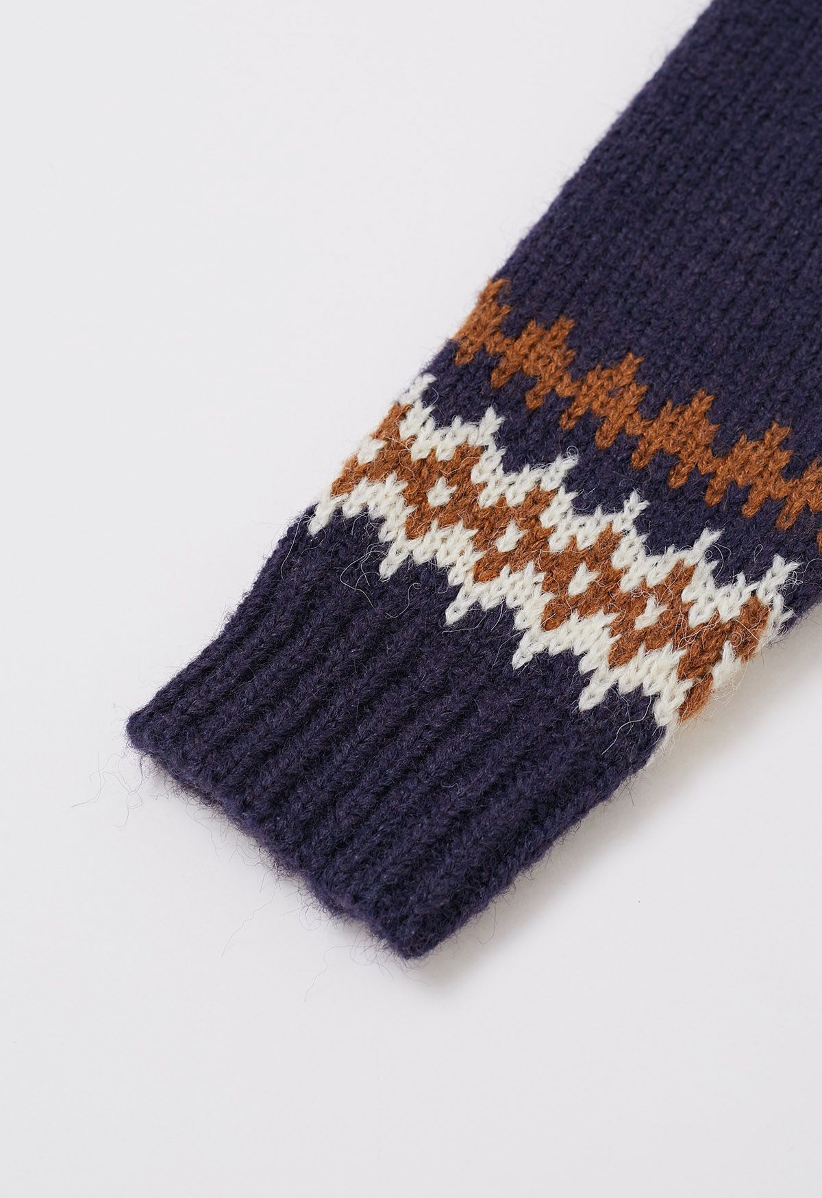 Playful Waterdrop Fair Isle Knit Sweater in Navy