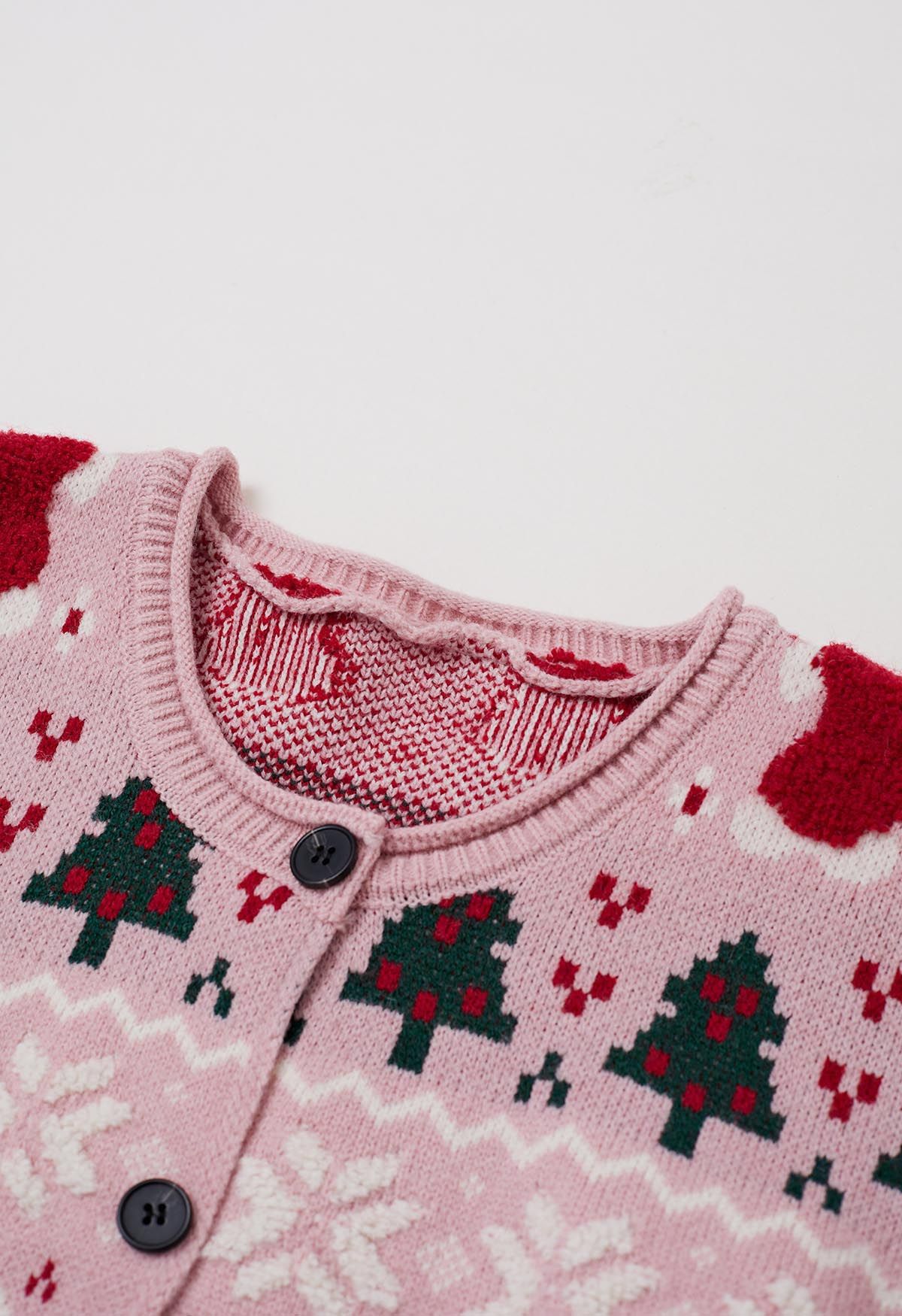 Adorable Christmas Oversized Knit Cardigan in Pink