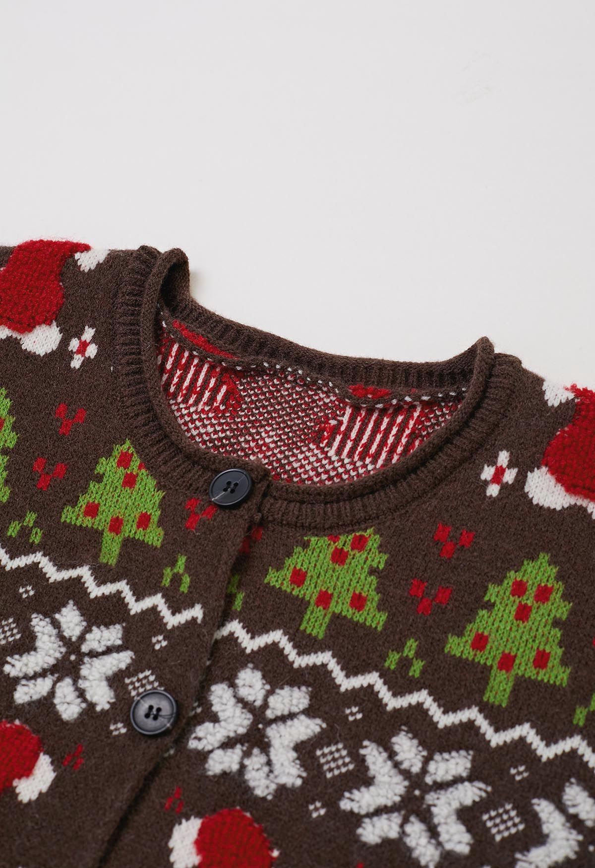 Adorable Christmas Oversized Knit Cardigan in Brown