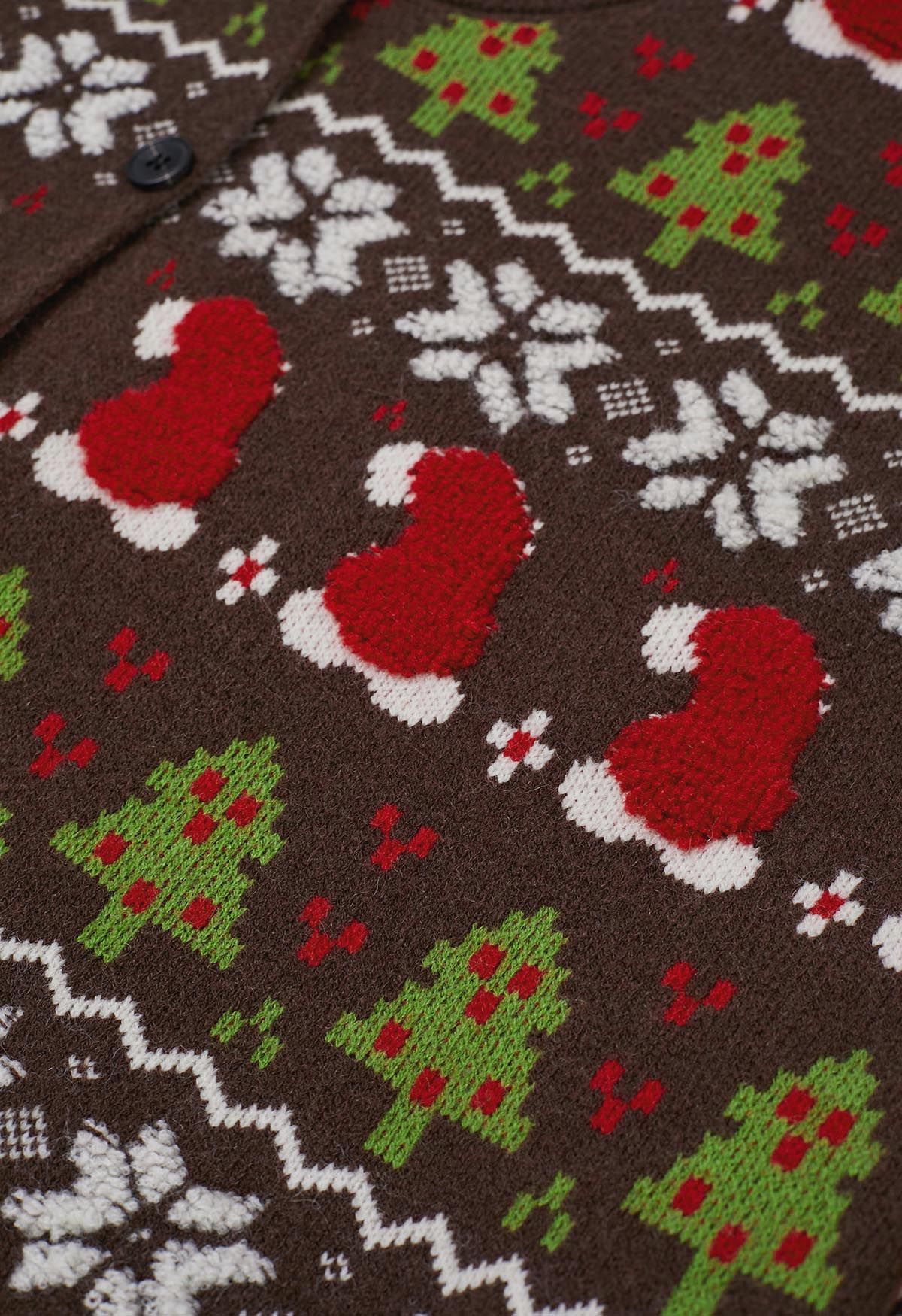 Adorable Christmas Oversized Knit Cardigan in Brown