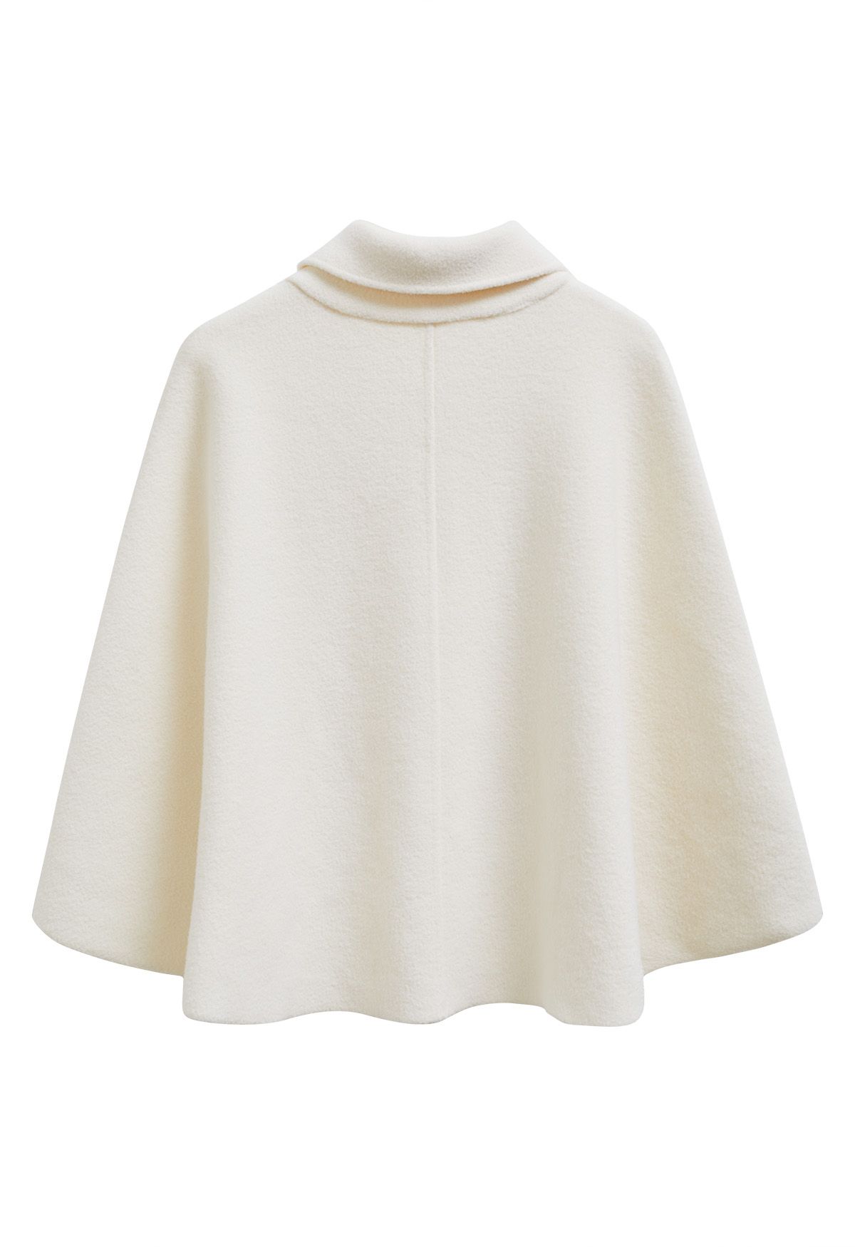 Golden Button Wrapped Knit Cape in Cream