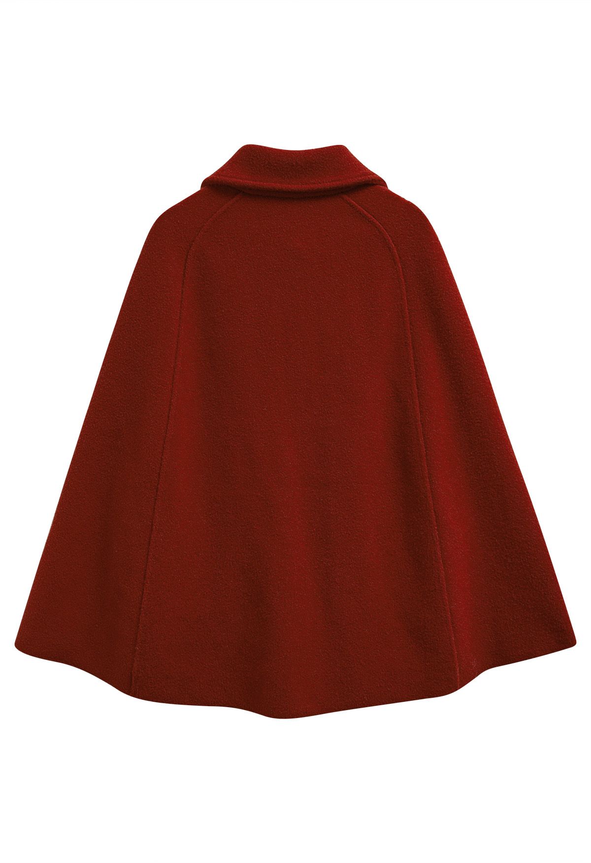 Bowknot Decor Faux Fur Pocket Buttoned Knit Cape Coat in Red