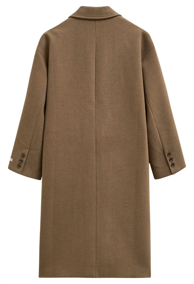 Timeless Trendy Double-Breasted Longline Coat in Camel