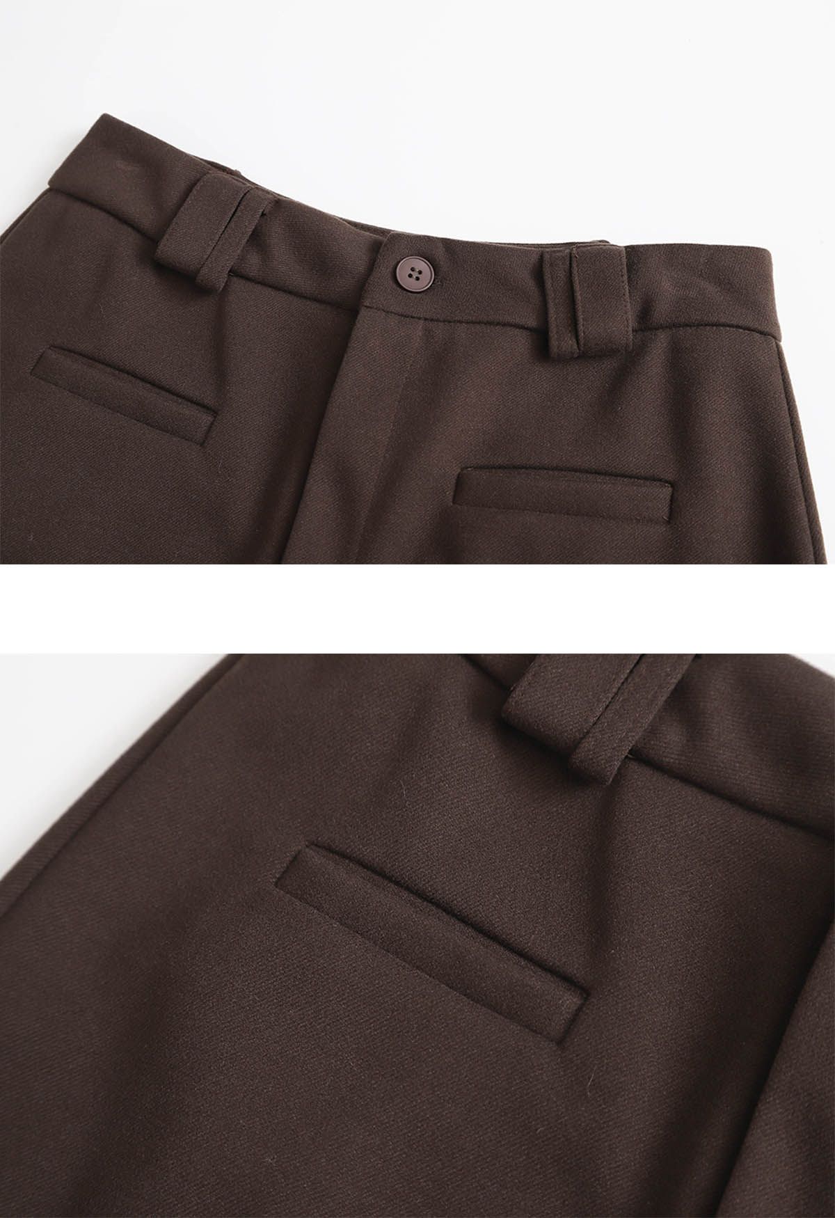 Everyday High-Waisted Back Split Midi Skirt in Brown