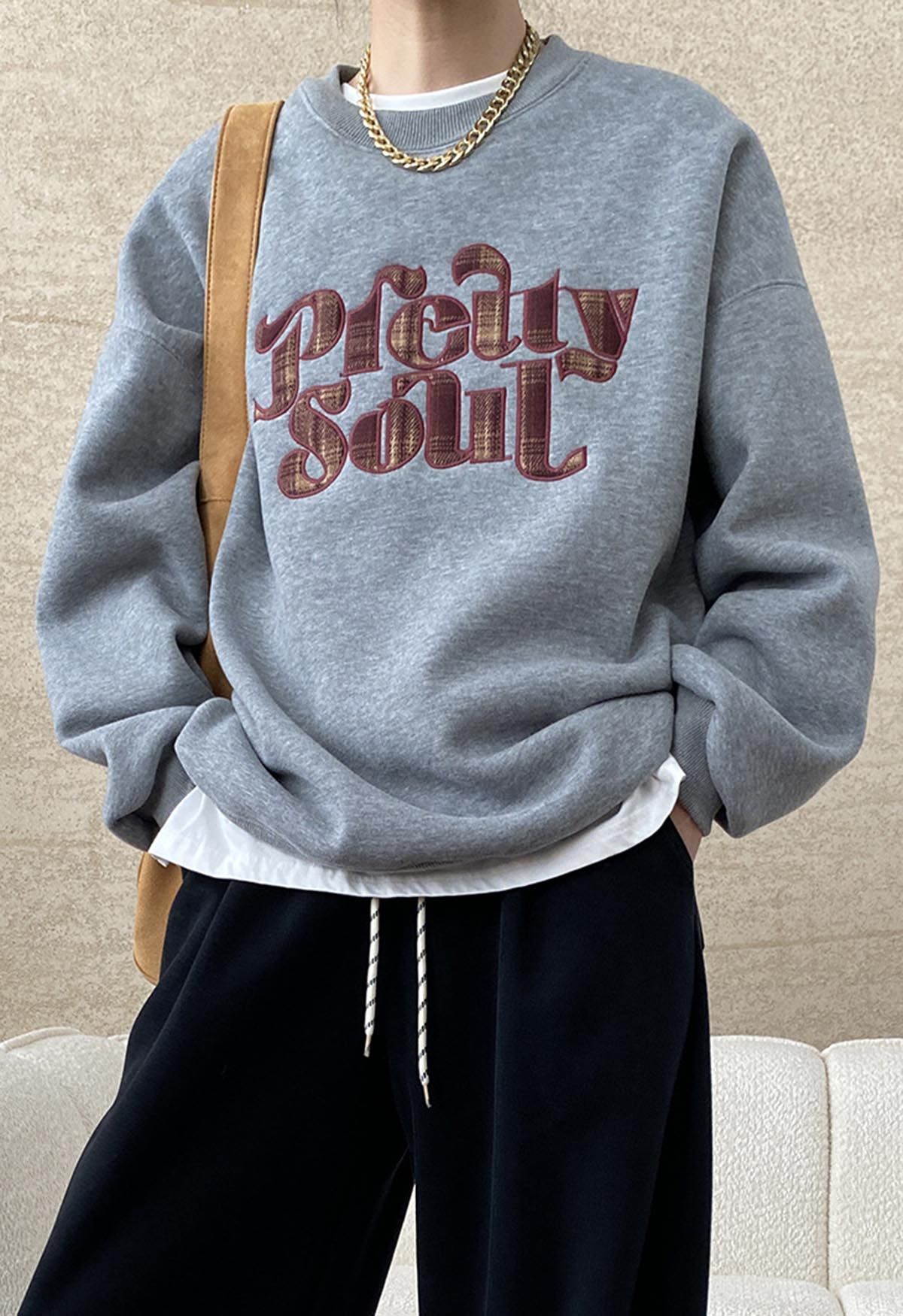 Pretty Soul Fleece-Lined Oversize Sweatshirt in Grey