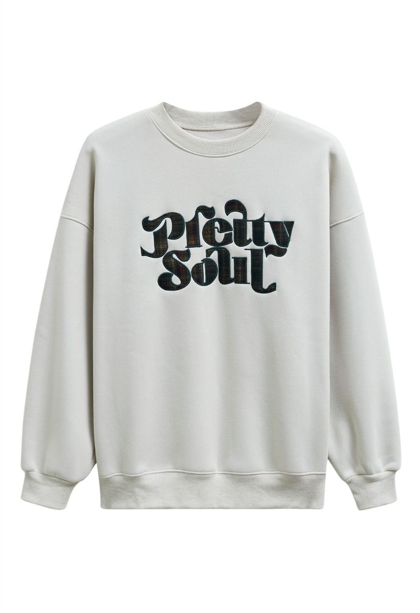 Pretty Soul Fleece-Lined Oversize Sweatshirt in Ivory