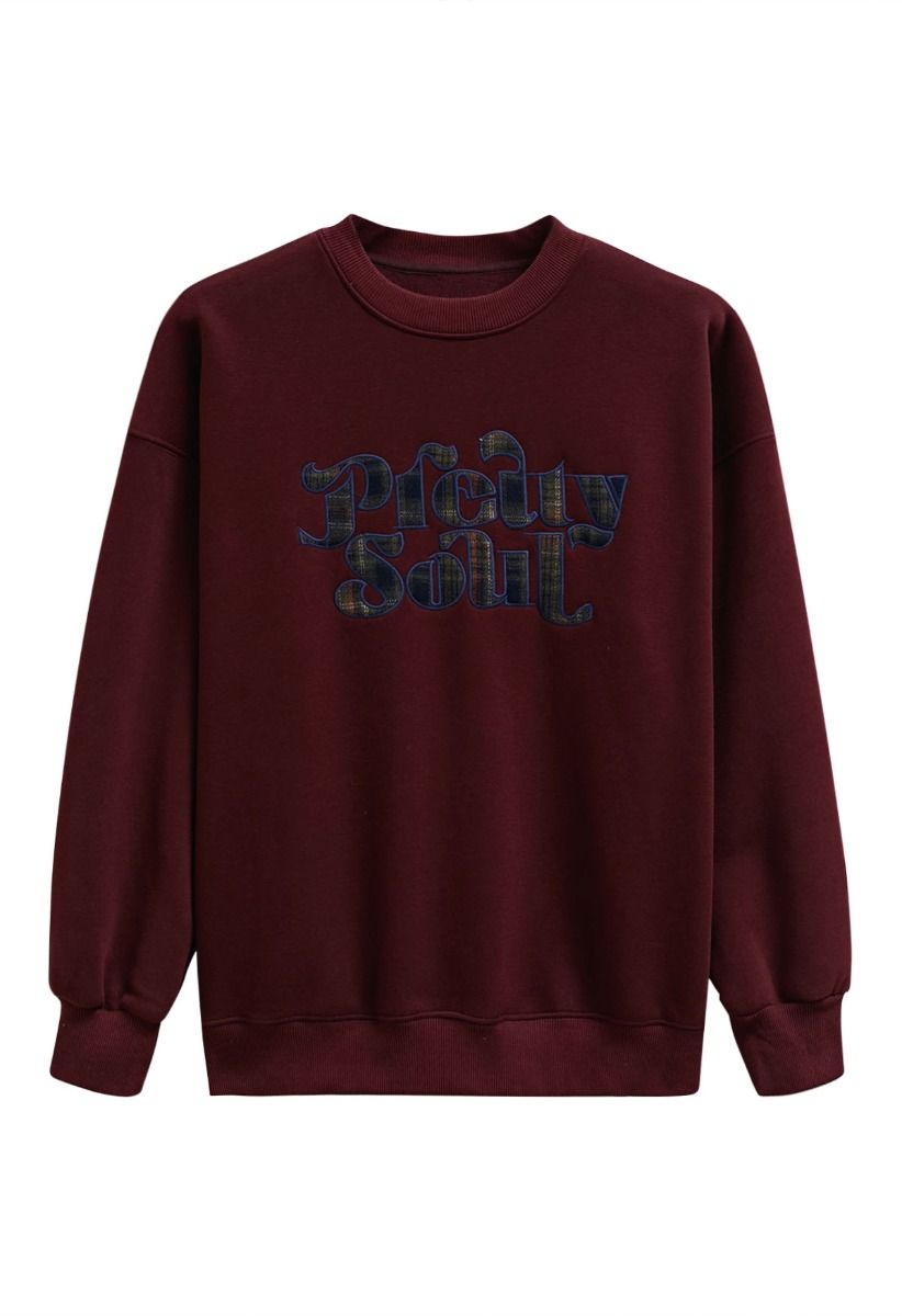 Pretty Soul Fleece-Lined Oversize Sweatshirt in Burgundy