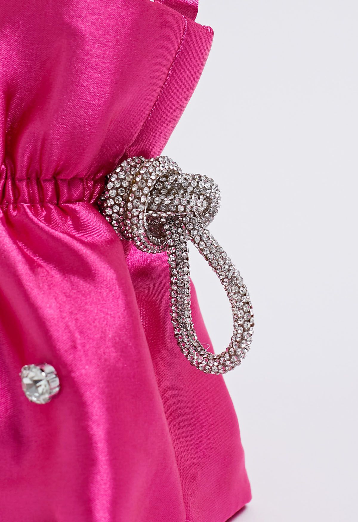 Rhinestone Decor Drawstring Shoulder Bag in Hot Pink