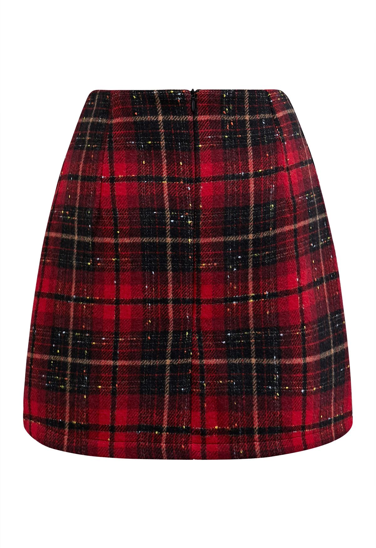 Flickering Plaid Mini Bud Skirt in Red