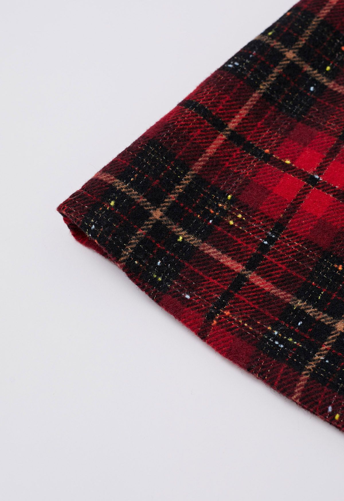 Flickering Plaid Mini Bud Skirt in Red