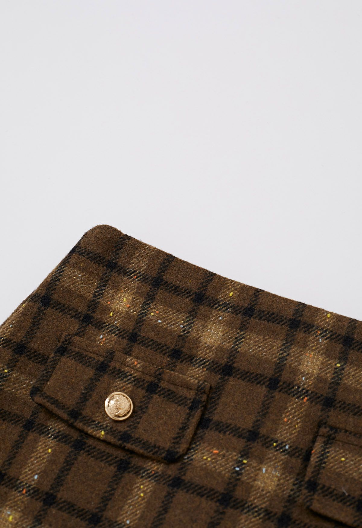 Flickering Plaid Mini Bud Skirt in Brown