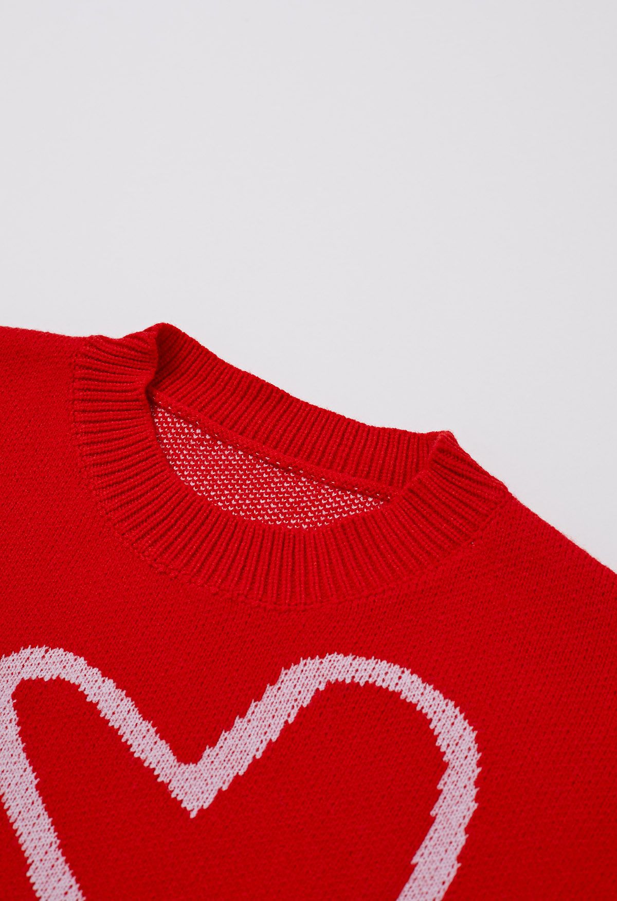 Heart Doodles Crew Neck Knit Sweater in Red