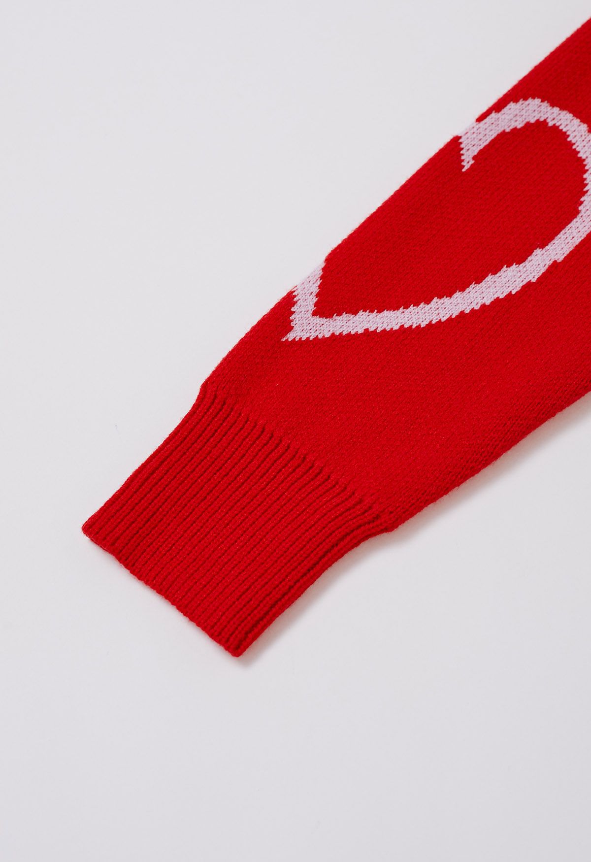 Heart Doodles Crew Neck Knit Sweater in Red