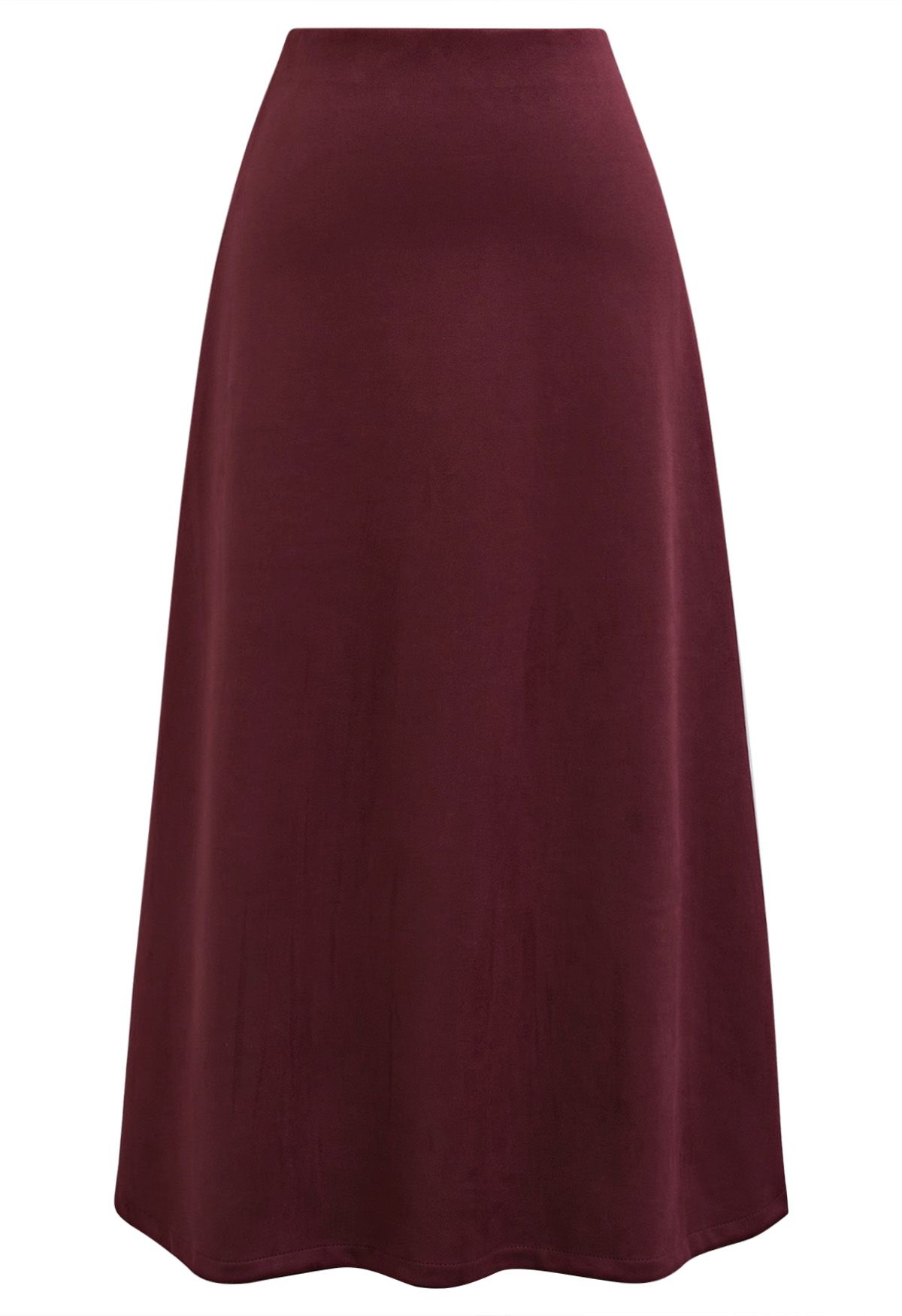 Minimalist Aesthetic A-Line Midi Skirt in Burgundy