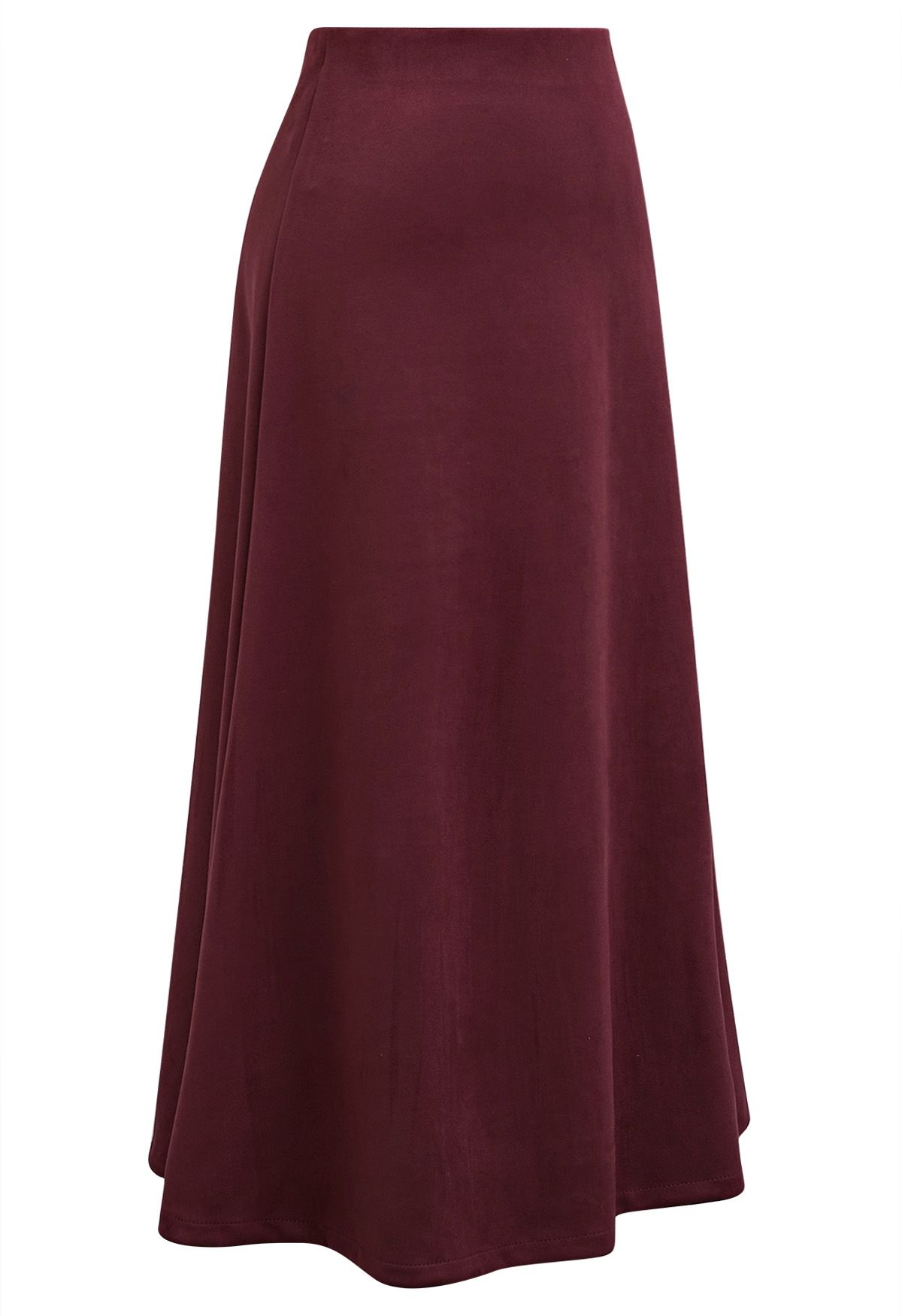 Minimalist Aesthetic A-Line Midi Skirt in Burgundy