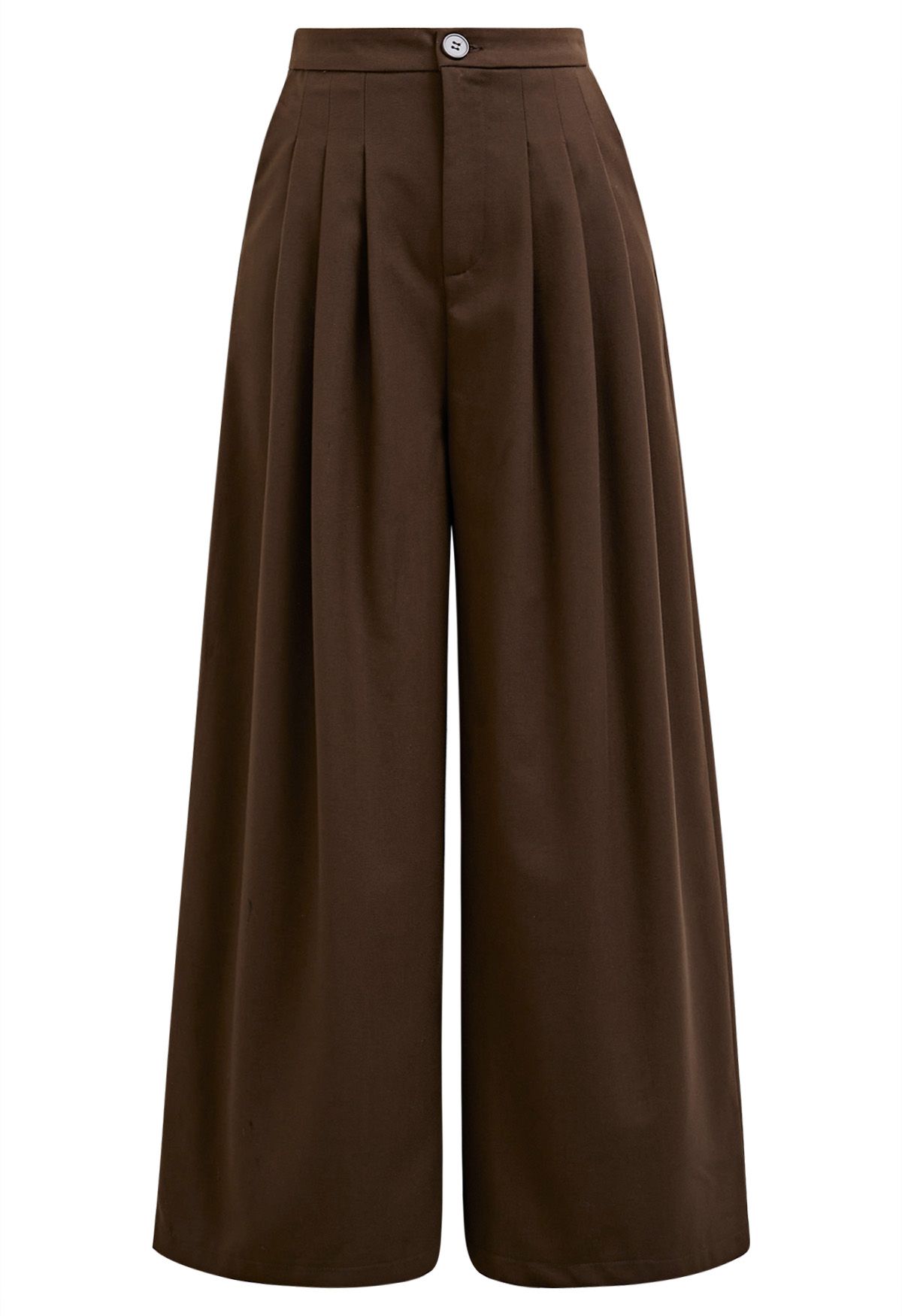 Modern Look Side Pocket Pleats Palazzo Pants in Brown