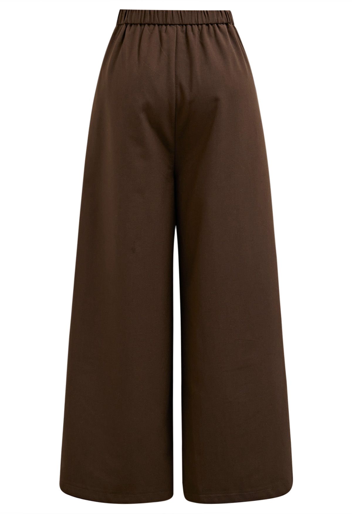 Modern Look Side Pocket Pleats Palazzo Pants in Brown