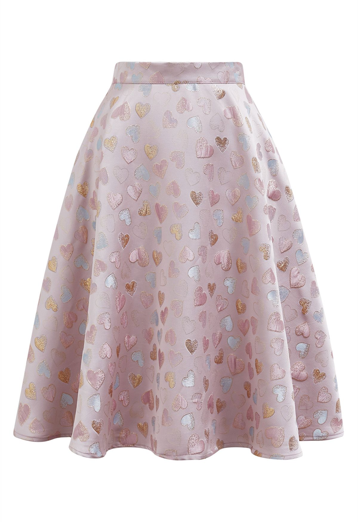 Sweet Love Glittering Jacquard Flare Midi Skirt