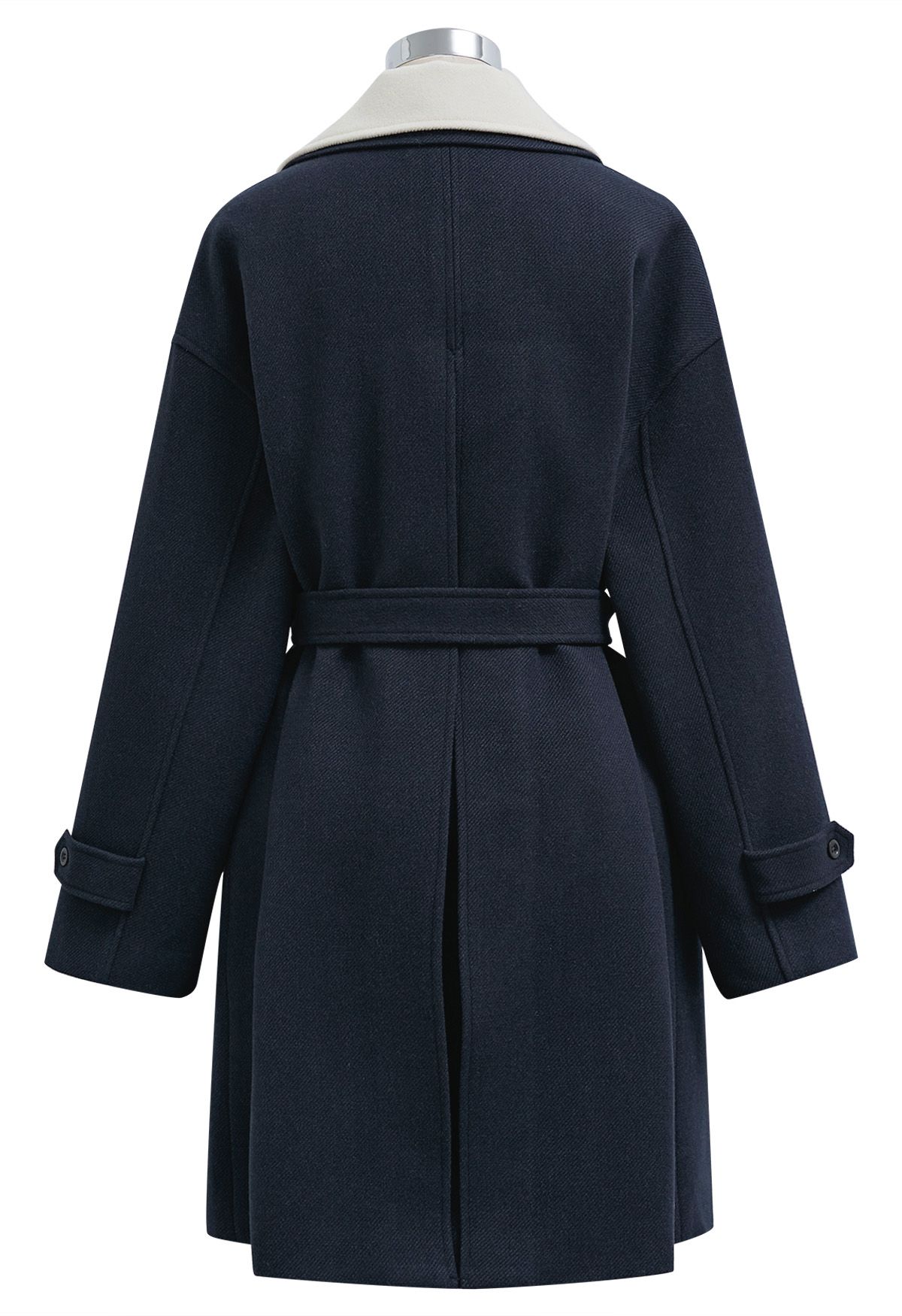 Double-Layer Collar Buttoned Coat in Navy