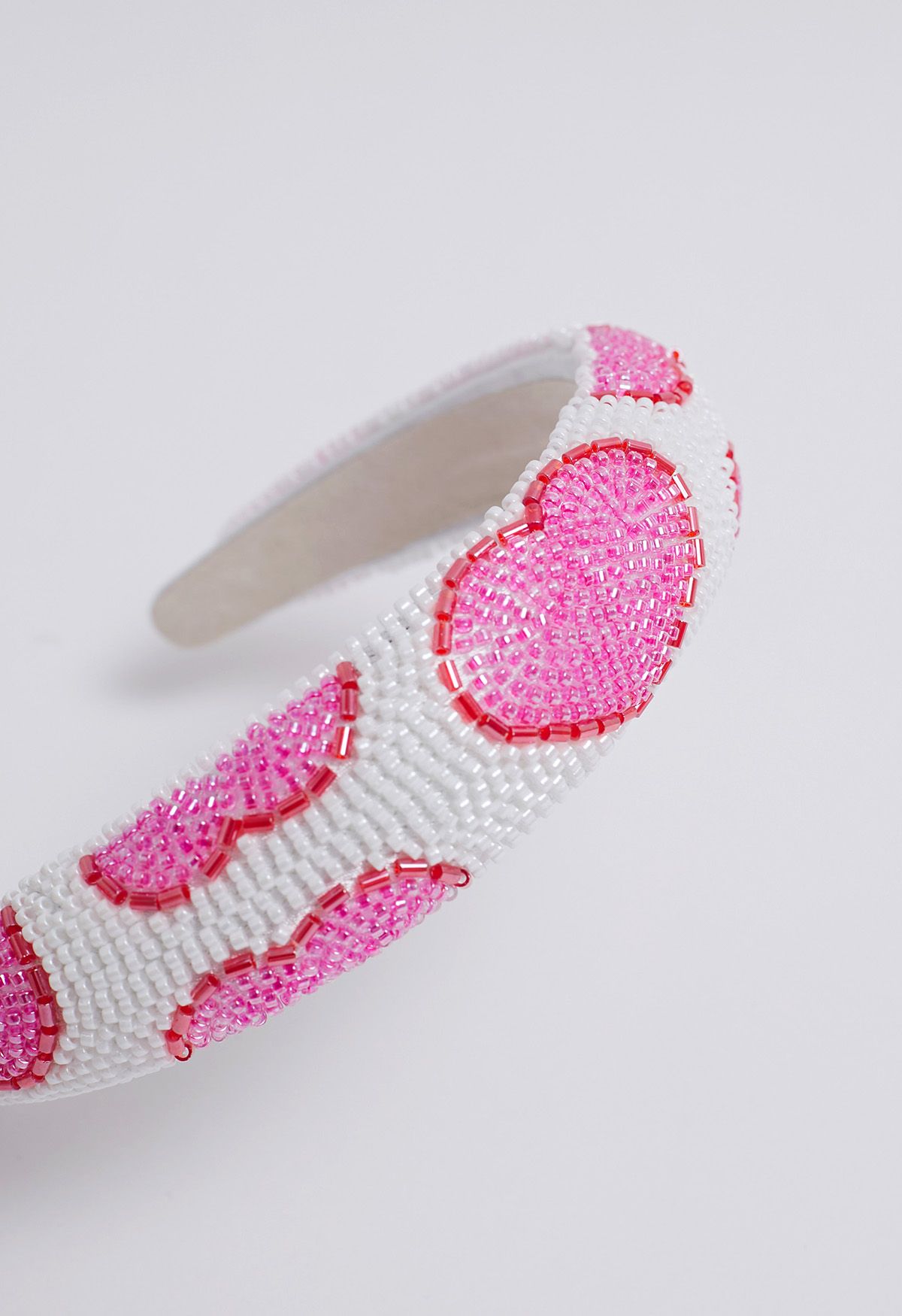 Heart Pattern Beaded Headband in Magenta