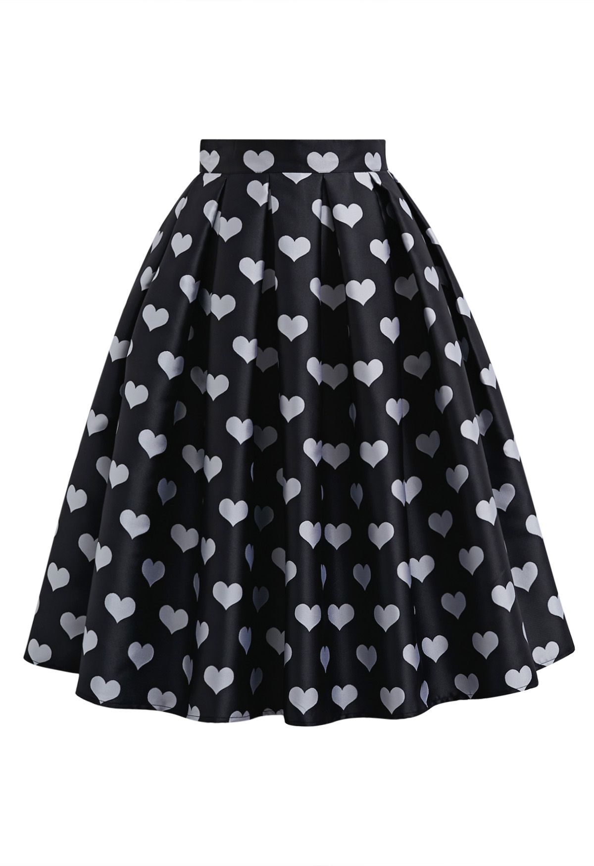 Affectionate Love Box Pleat Midi Skirt in Black