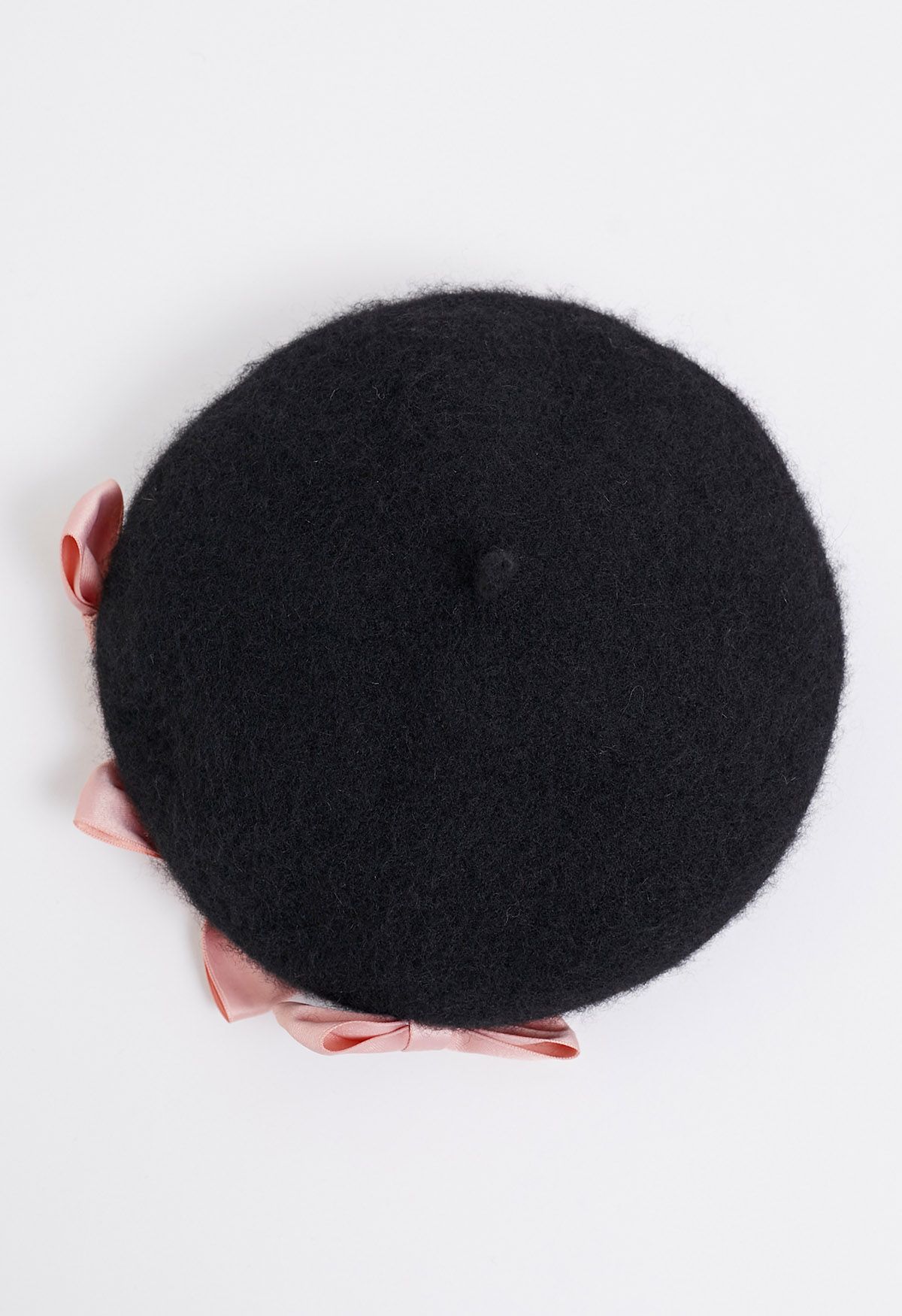 Sweet Bowknot Wool-Blend Beret in Black