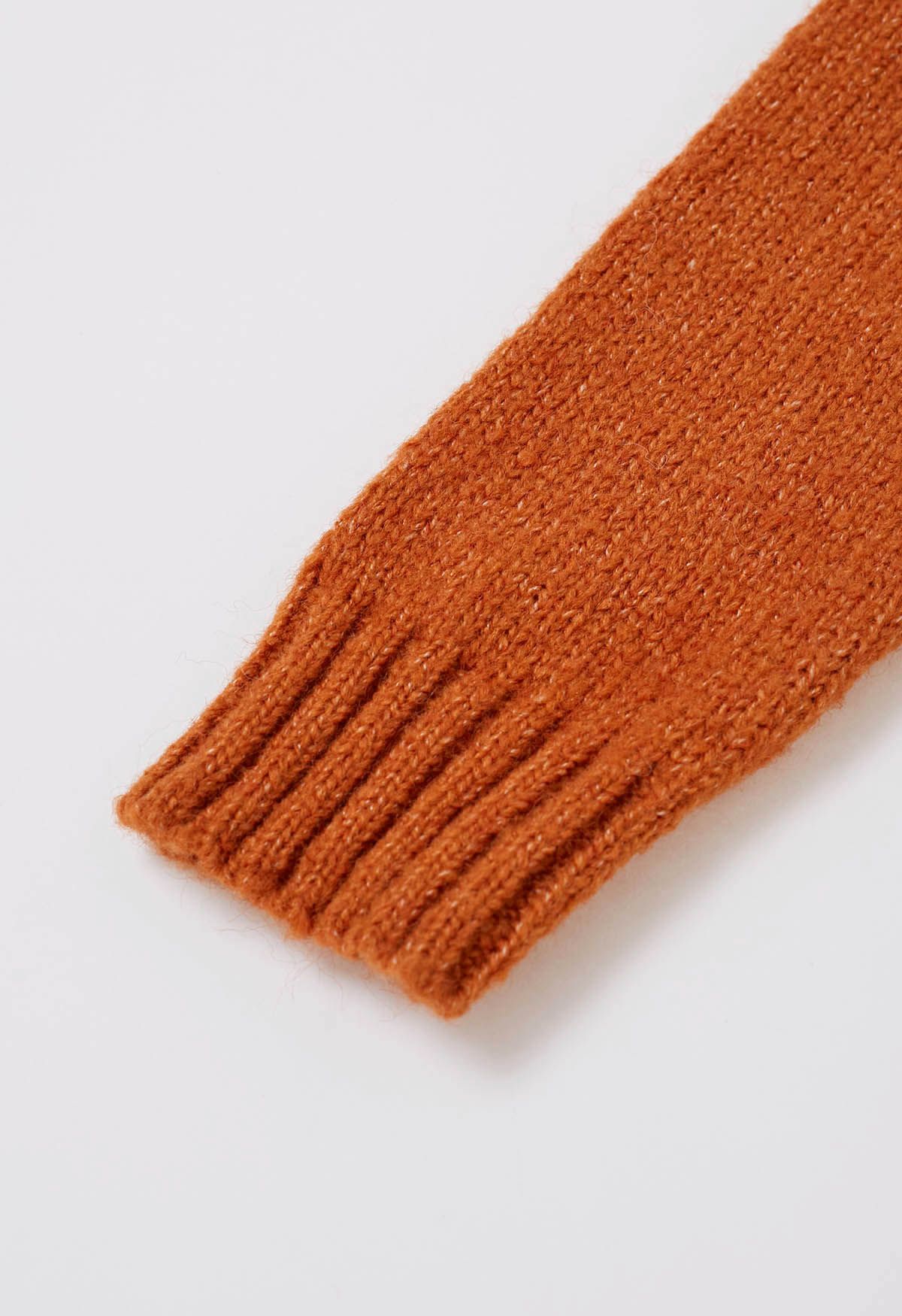 Relaxed-Fit Hooded Knit Sweater in Orange