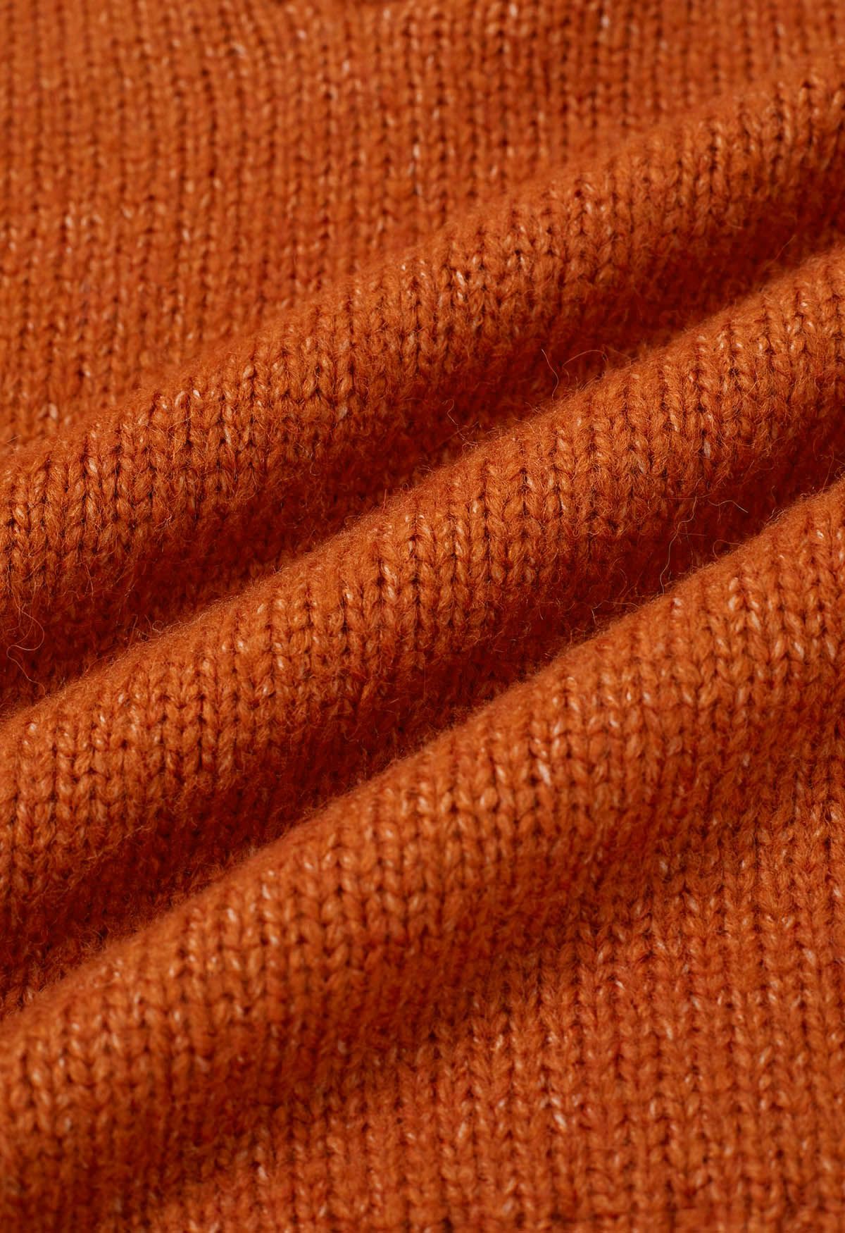 Relaxed-Fit Hooded Knit Sweater in Orange