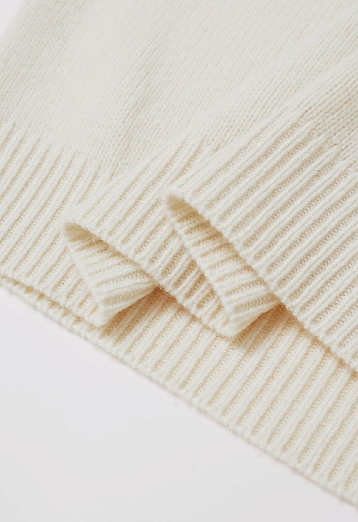 Hollow Out Diamond Knit Sweater in Cream