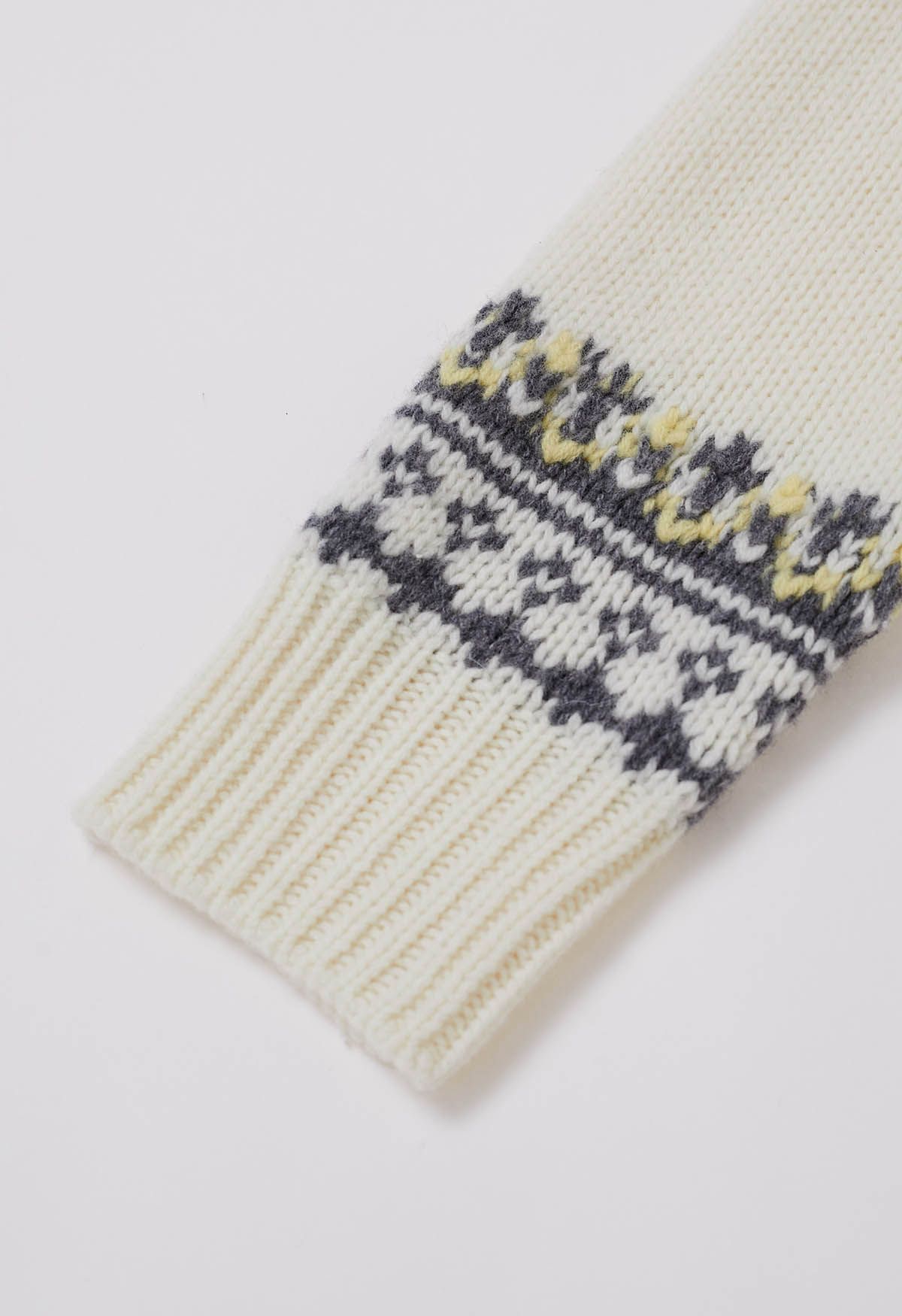 Nordic-Inspired Fair Isle Knit Sweater in Cream