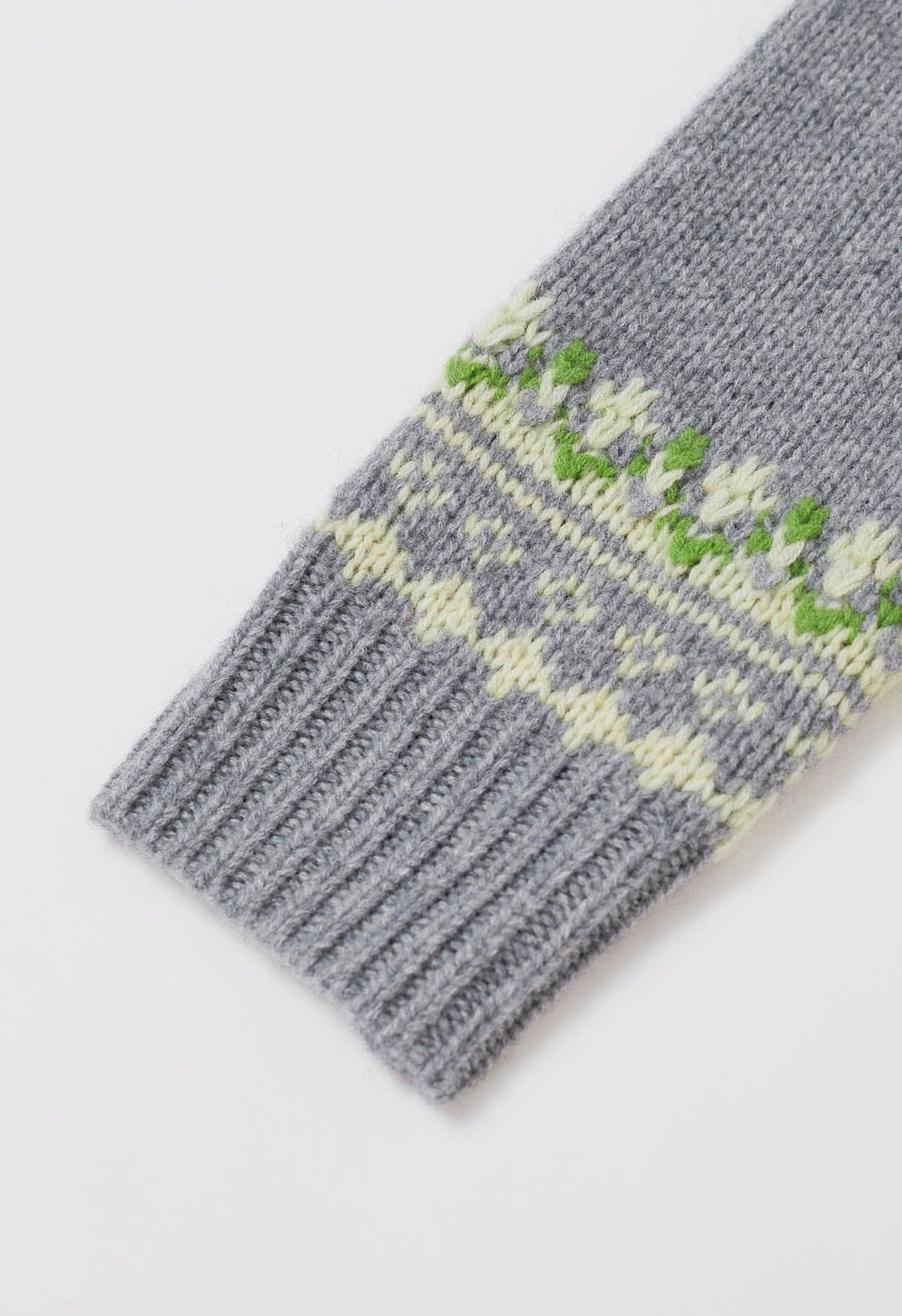 Nordic-Inspired Fair Isle Knit Sweater in Grey