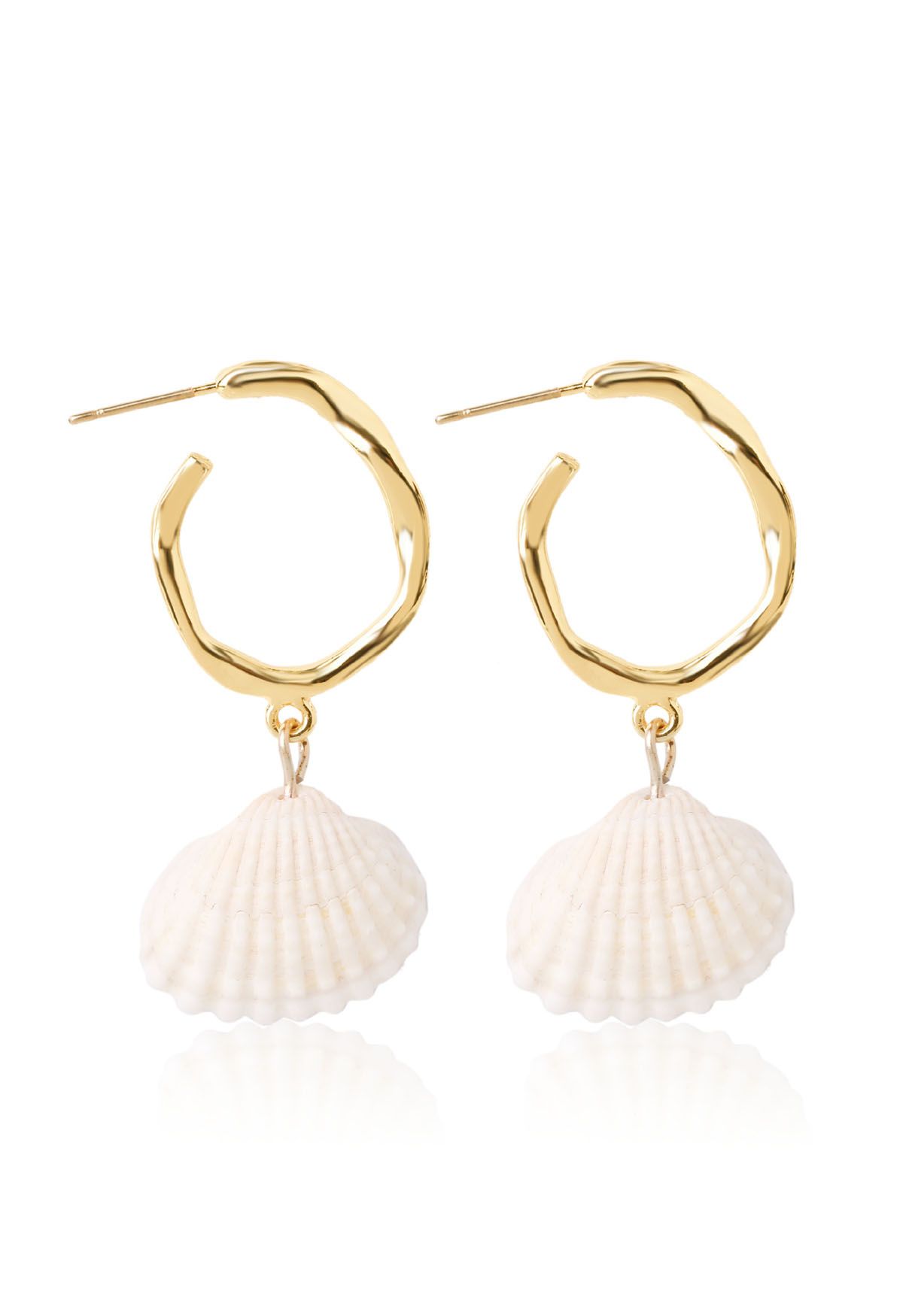 Shell Gold Hoop Earrings