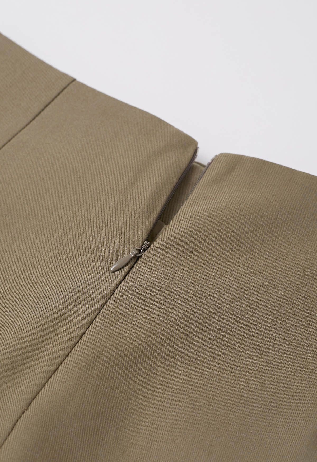 High Waist Flap Pocket Mini Skorts in Khaki