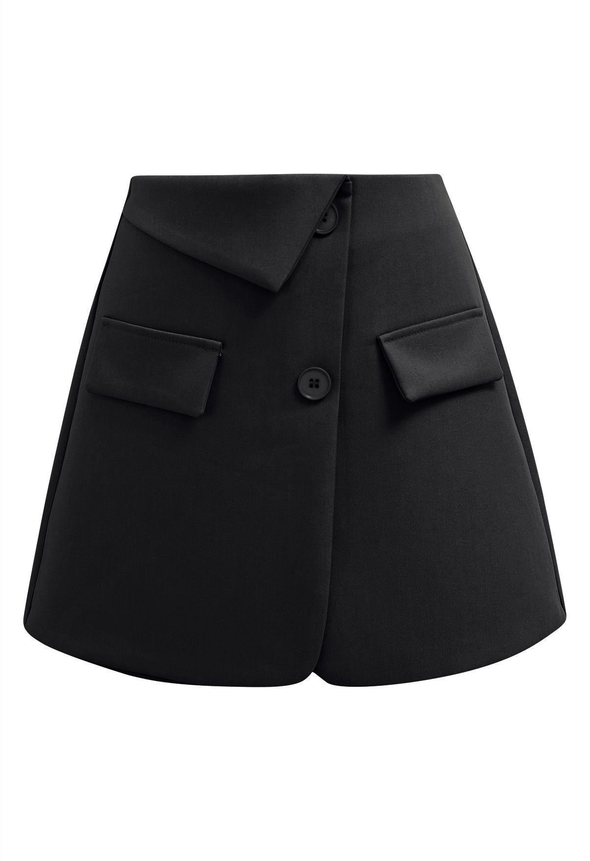 High Waist Flap Pocket Mini Skorts in Black