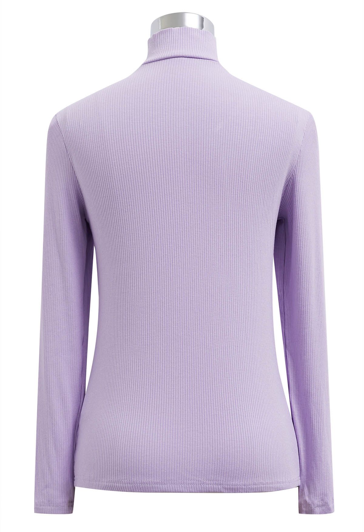 Crisscross Cutout Neckline Long Sleeve Top in Lilac