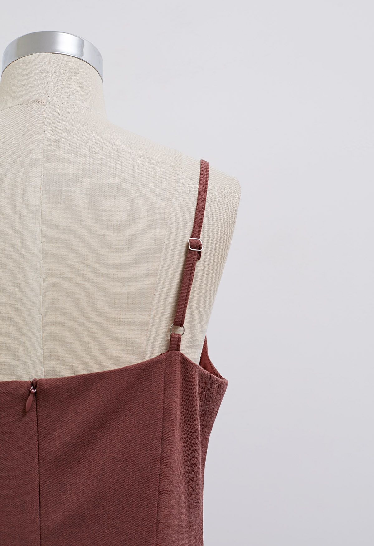 Bowknot Decor Seam Details Cami Dress in Burgundy