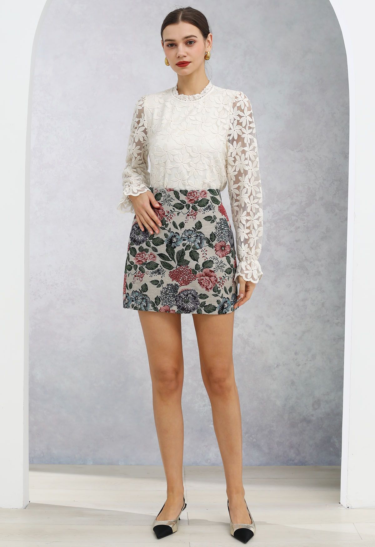 Vintage Bloom Canvas Mini Bud Skirt