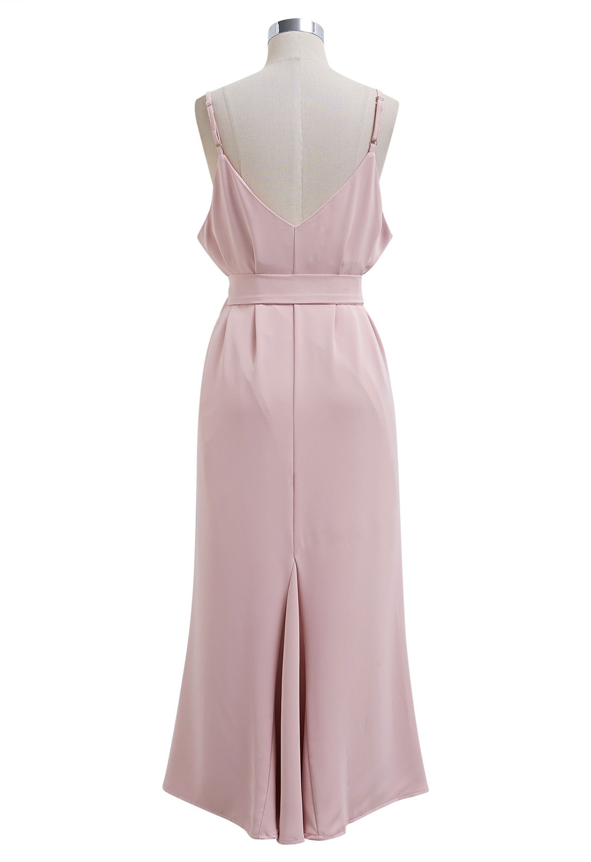 Plain Color Frilling Hem Cami Dress in Pink