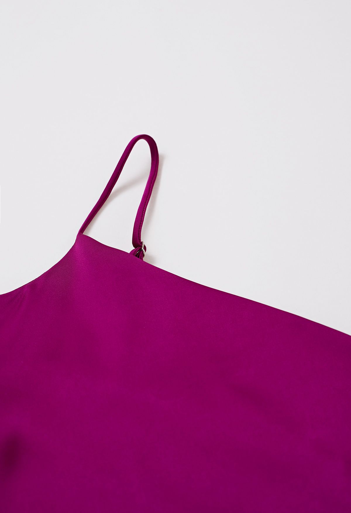 Drape Neck Satin Cami Crop Top in Magenta